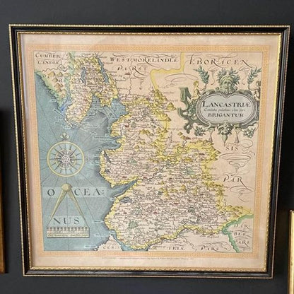 Framed Historical Map of Lancashire Wall Art