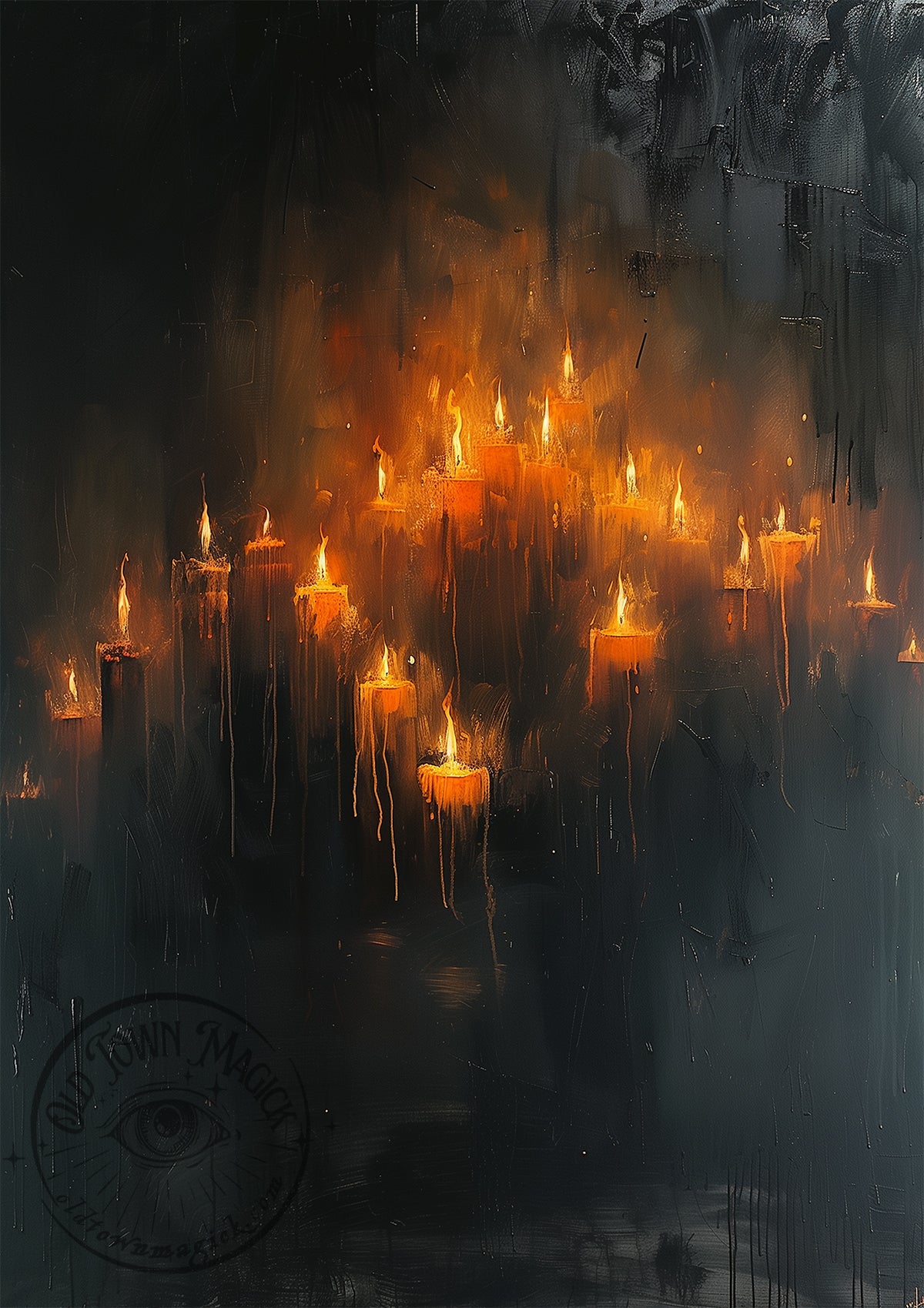 Abstract Candles Oil Painting Wall Art Print