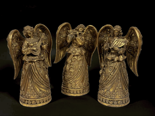 Set of Extra Large Gilded Musical Angels – Exquisite Decorative Figures