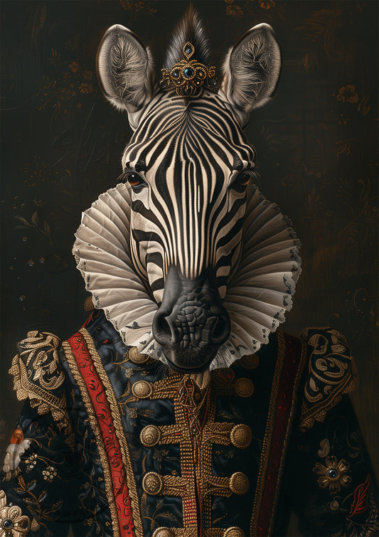 Anthropomorphic Tudor Zebra Wall Art Print