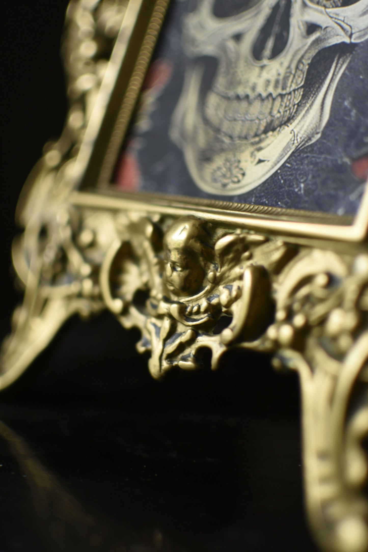 Reclining Ornate Brass Frame with Stand