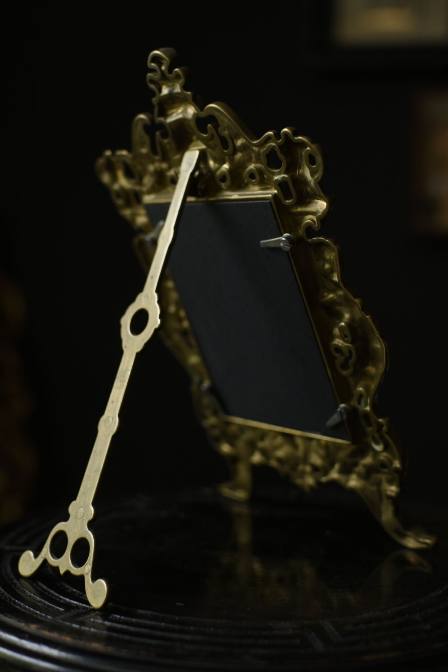 Reclining Ornate Brass Frame with Stand