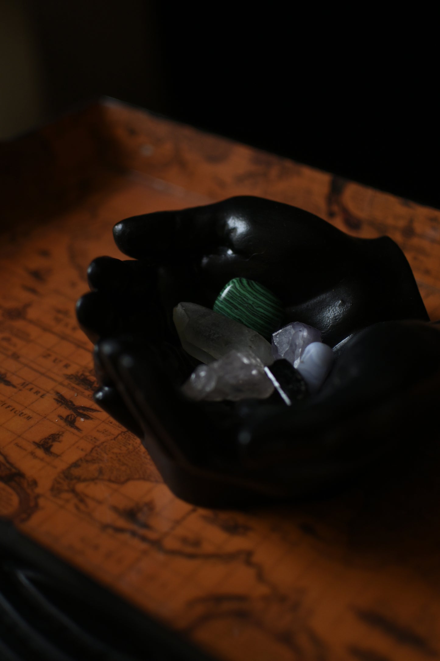 Cusped Hands Trinket Dish in Black