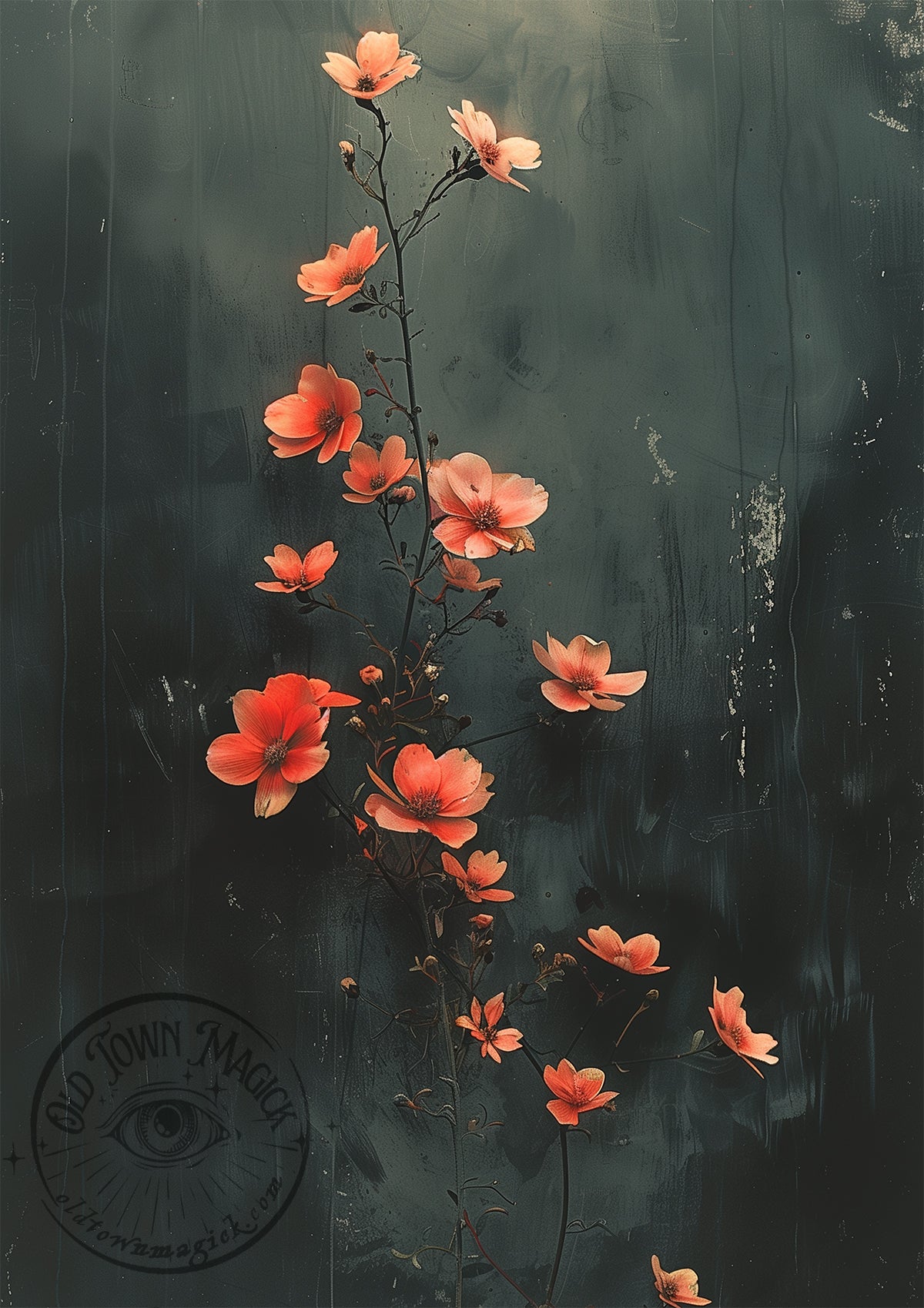 Dark Cherry Blossom Wall Art Print