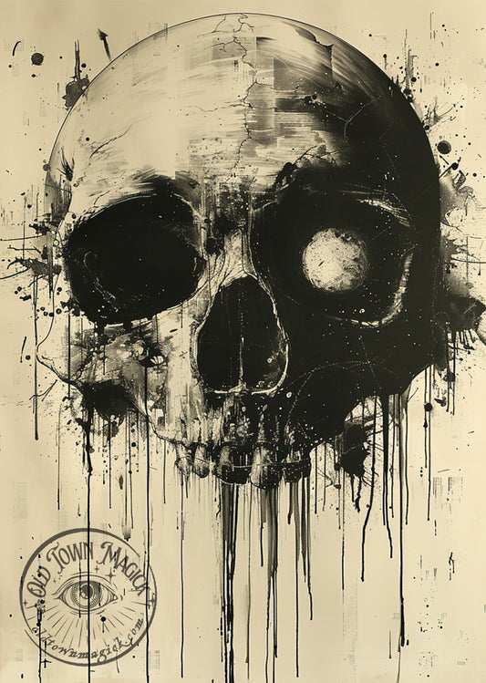 Dripping Skull Ink Wall Art Print