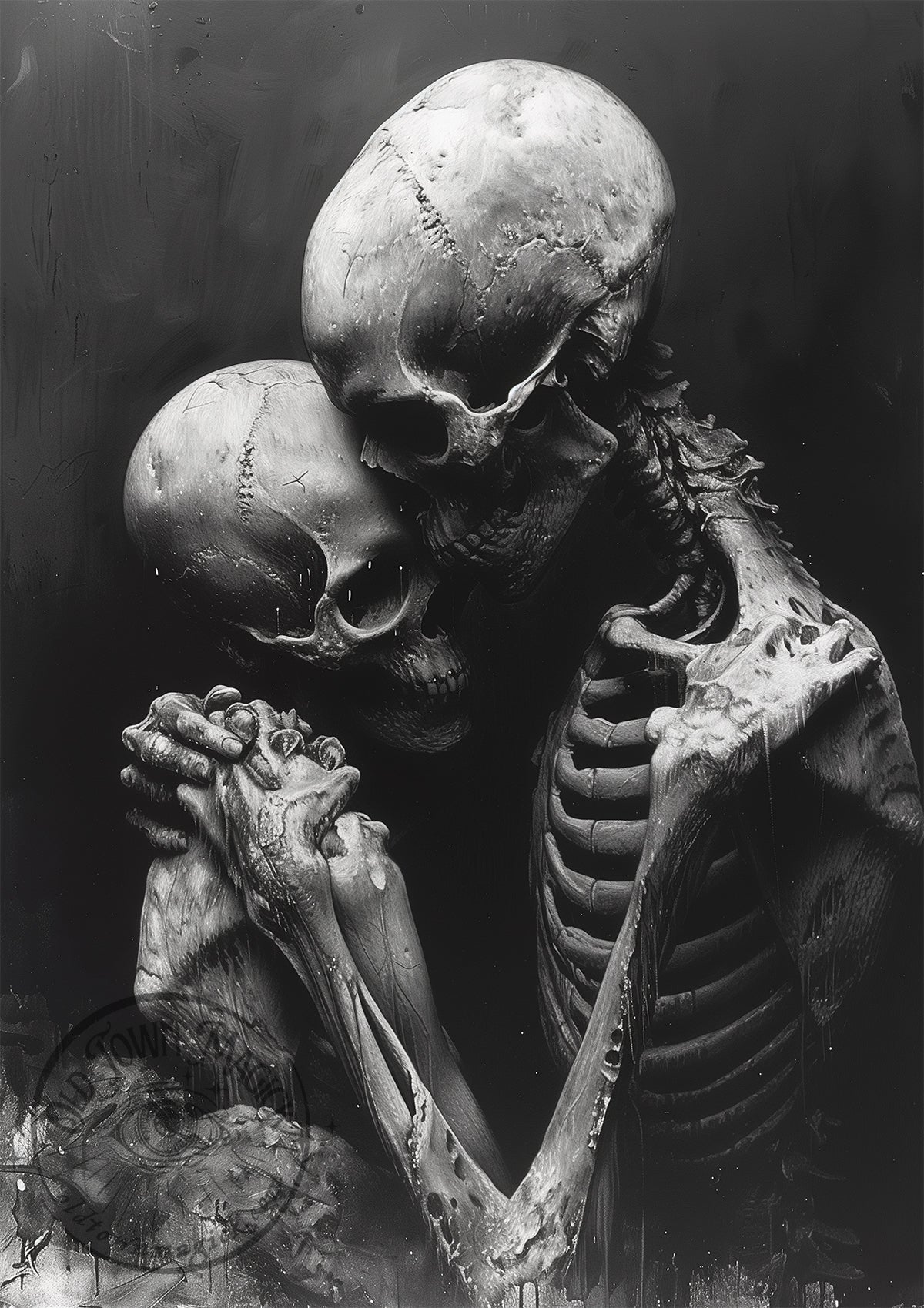 Embracing Skeletons Wall Art Print