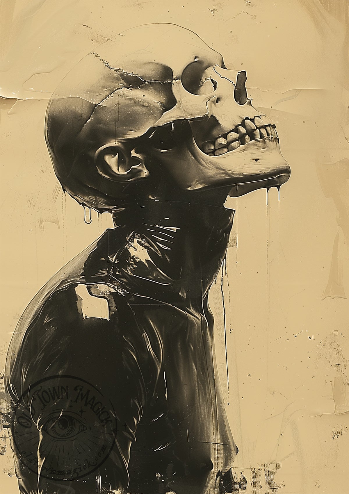 Latex Skull In Sepia Wall Art Print