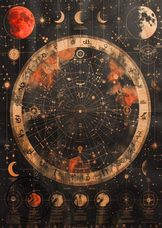 Moon Chart 2 Occult Wall Art Print