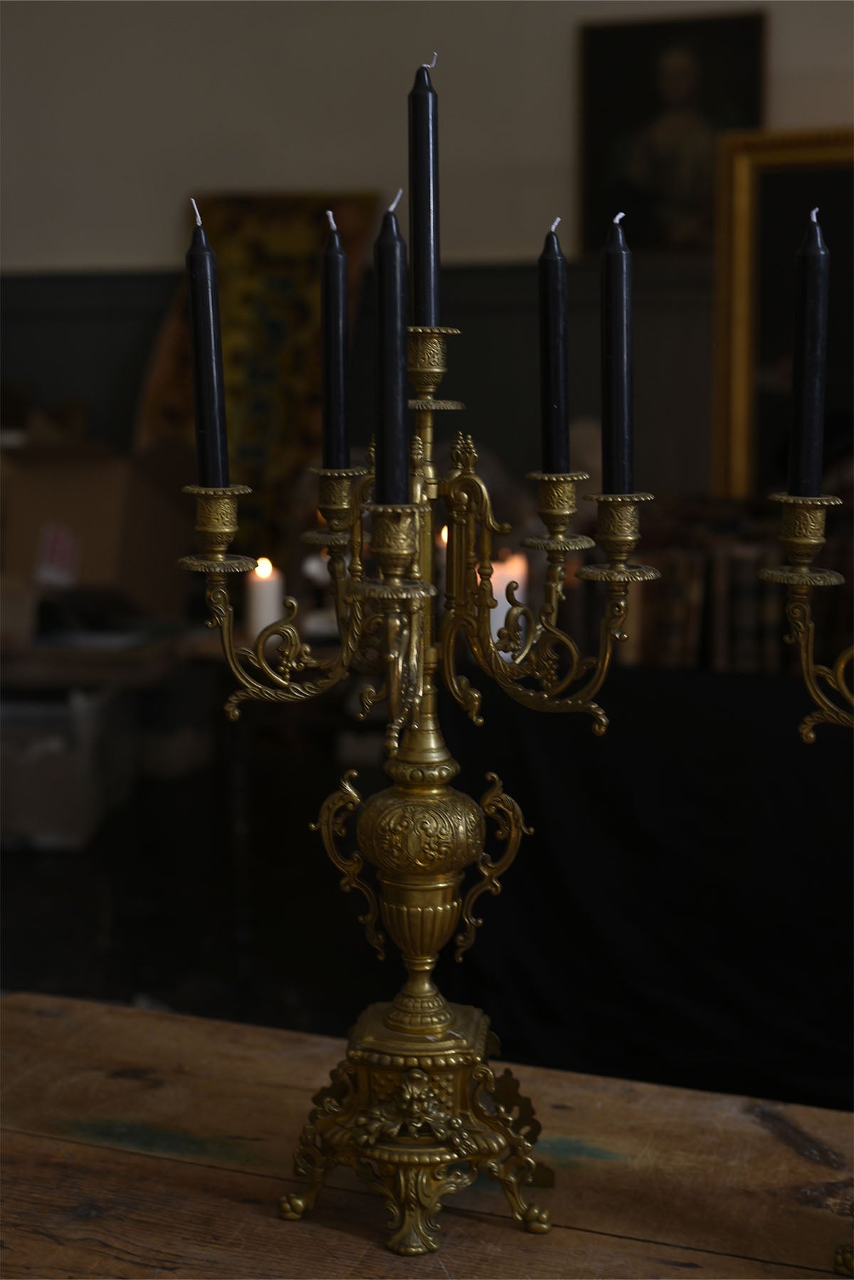 Antique Rococo Brass Candelabras