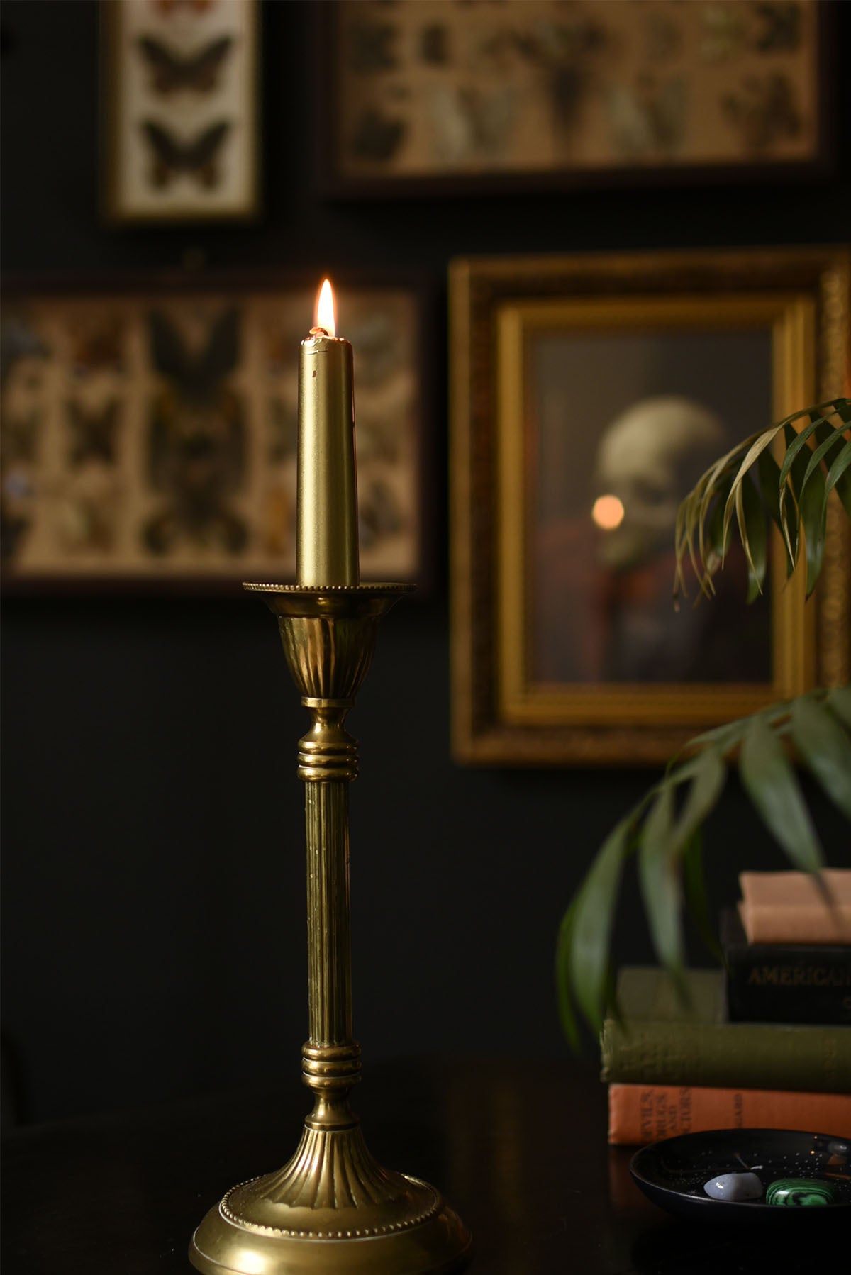 Gold candle stick with fluted edge