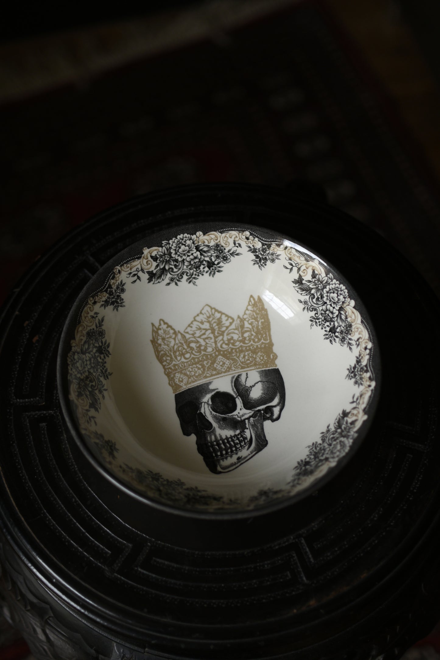 Skull with Crown Ceramic Bowl