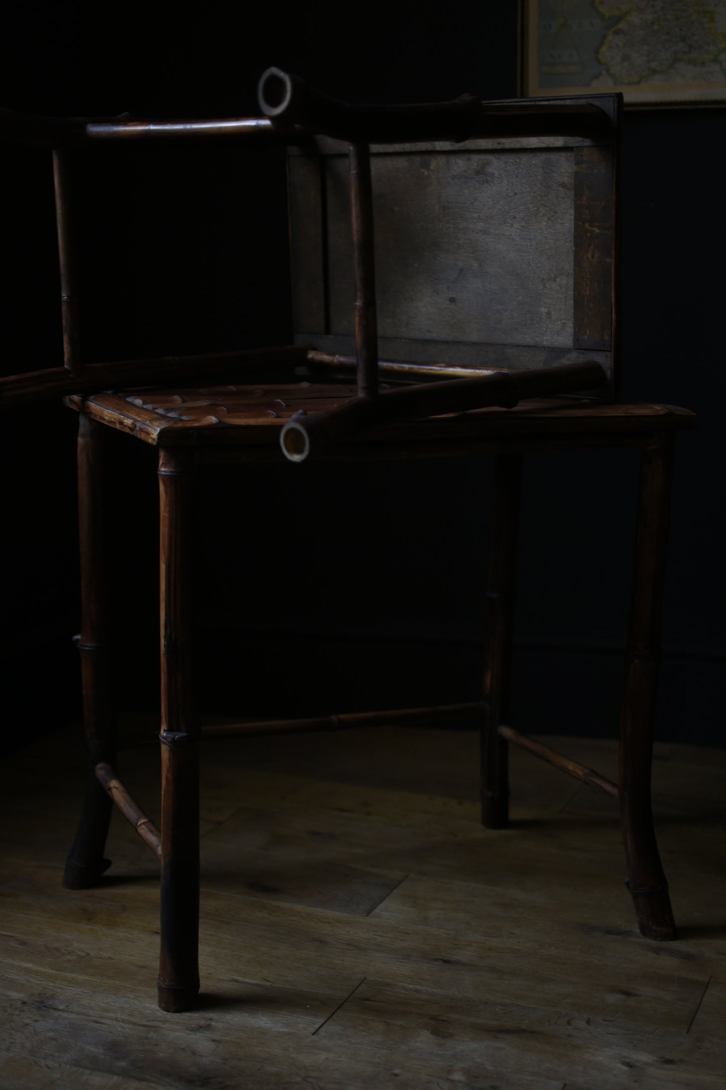 Two Mid-Century Bamboo Nested Tables