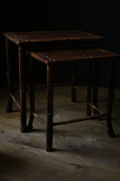 Two Mid-Century Bamboo Nested Tables