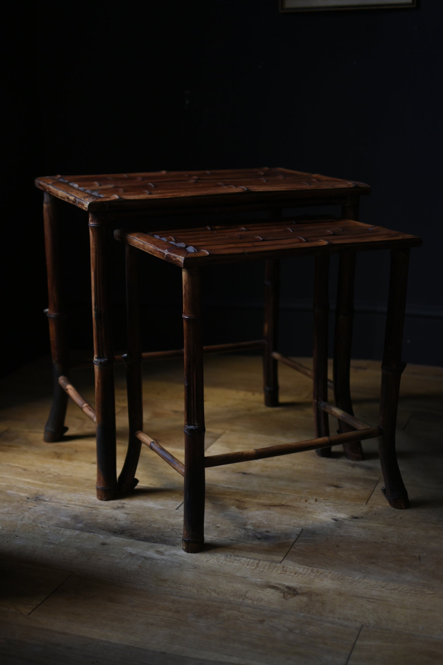 Two Mid-Century Bamboo Nested Tables