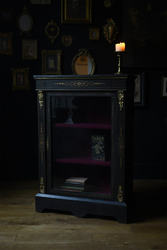 Two Antique Pier Cabinets With Velvet Interior