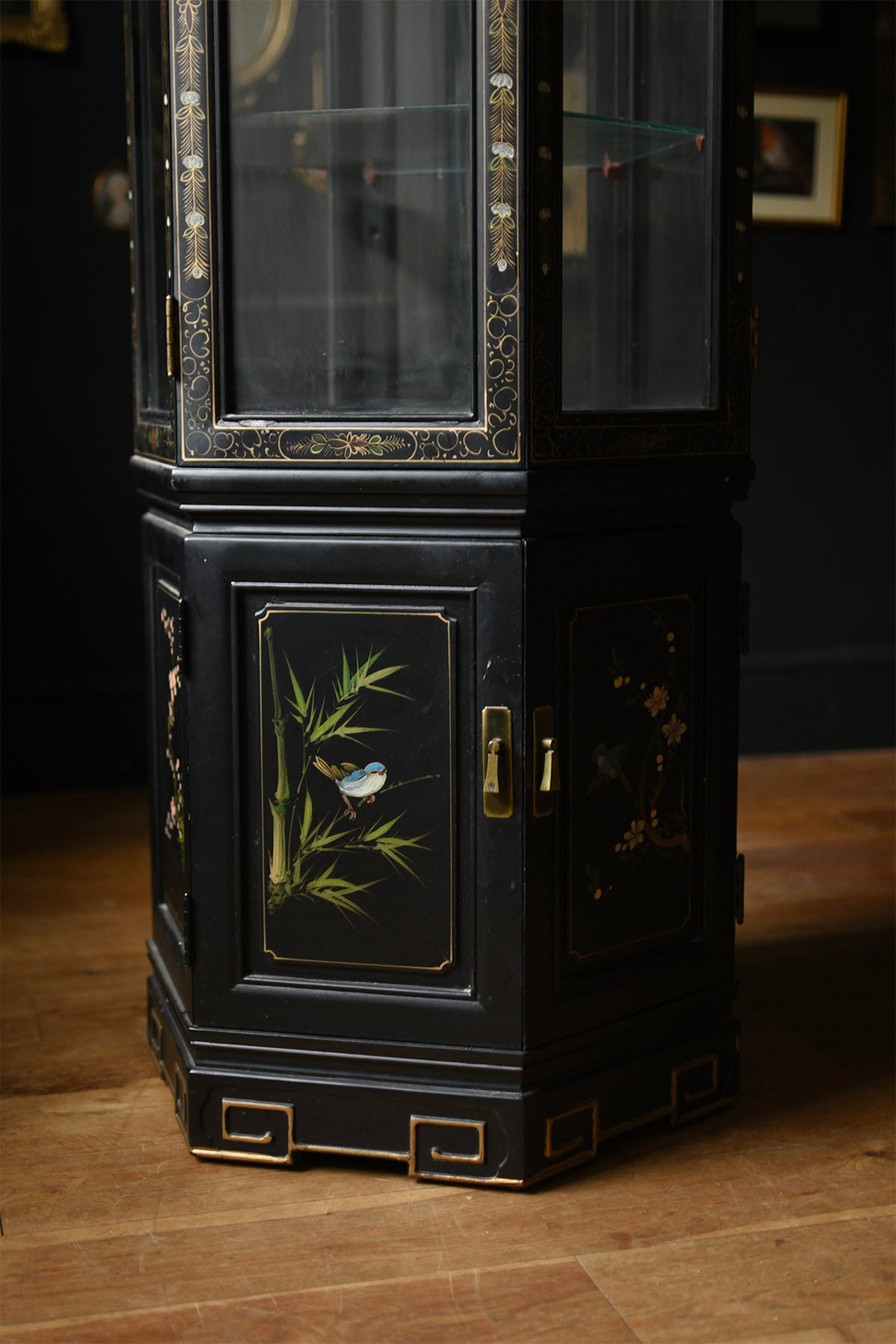 Hexagonal Asian Viewing/Curiosity Cabinet