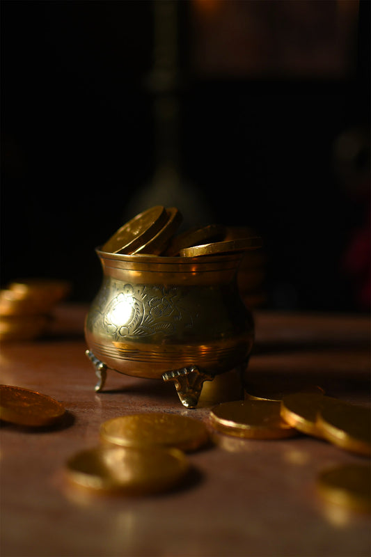 Small Decorative Brass Cauldron