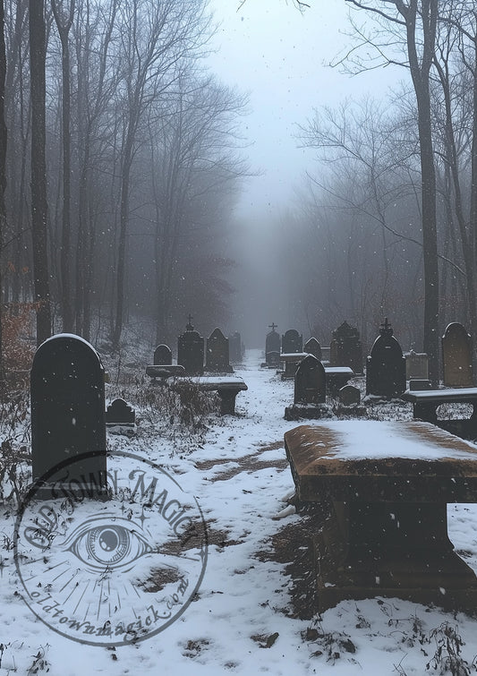 Snow Covered Tomb Stones