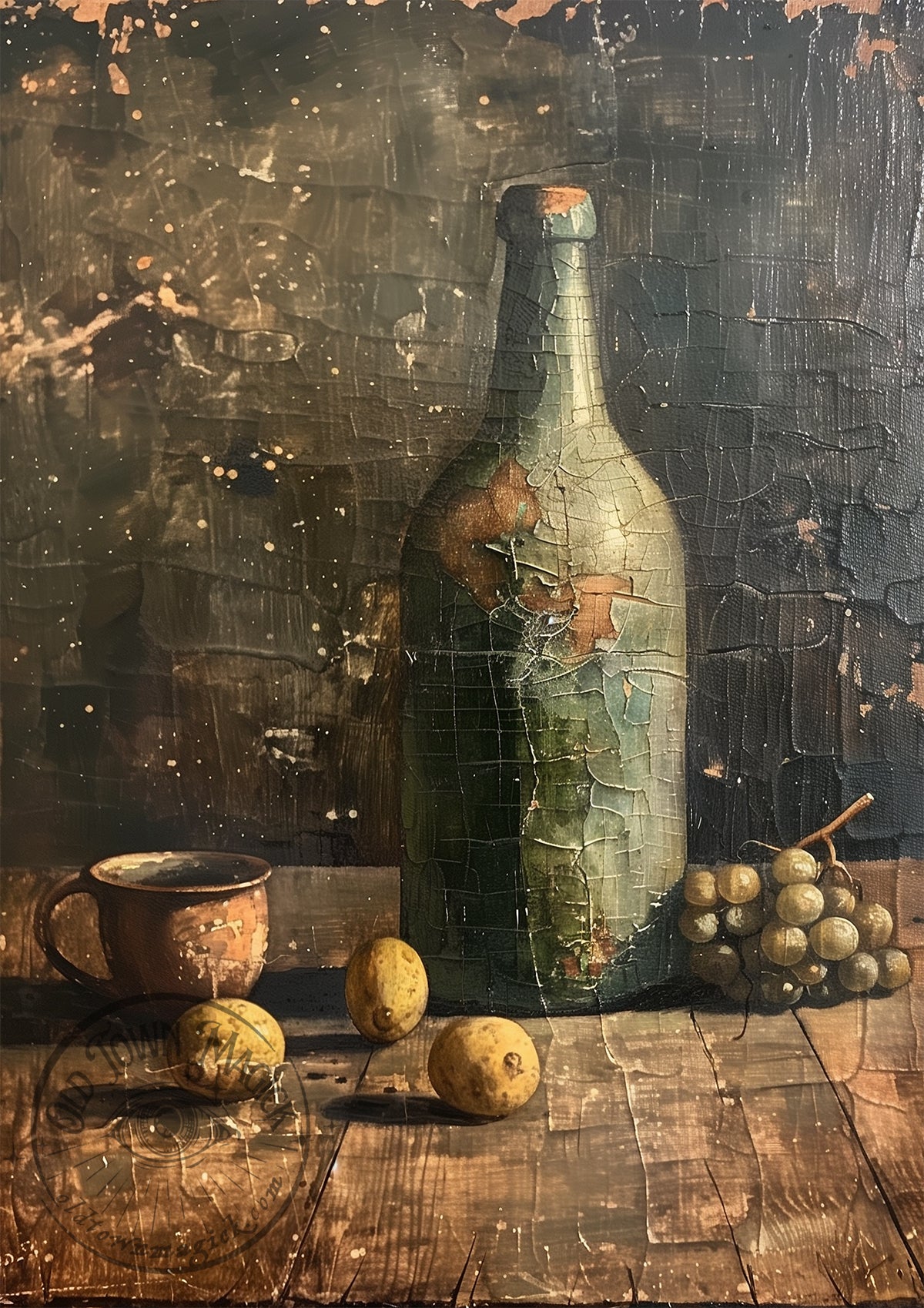 Still Life Cracked Oil Painting Wall Art Print