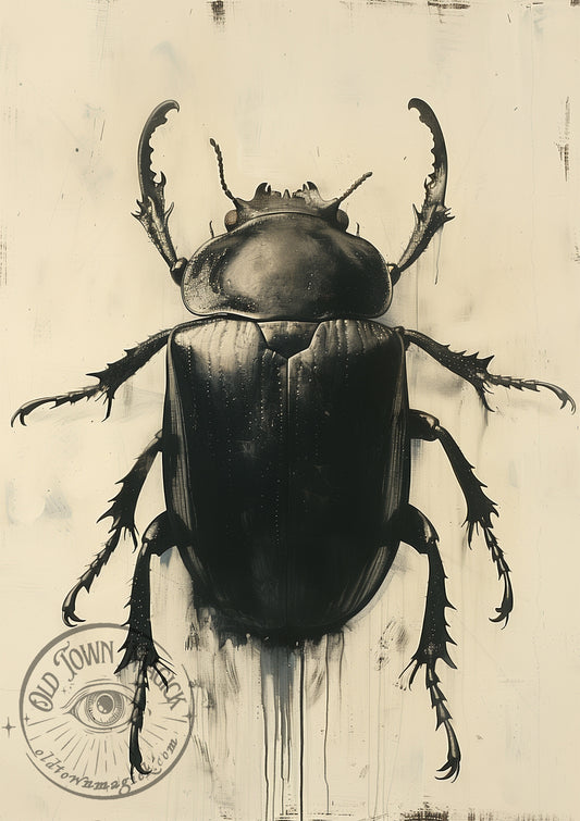 Vintage Sepia Beetle Wall Art Print