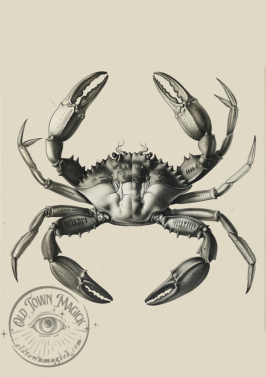 Vintage Sepia Crab Wall Art Print