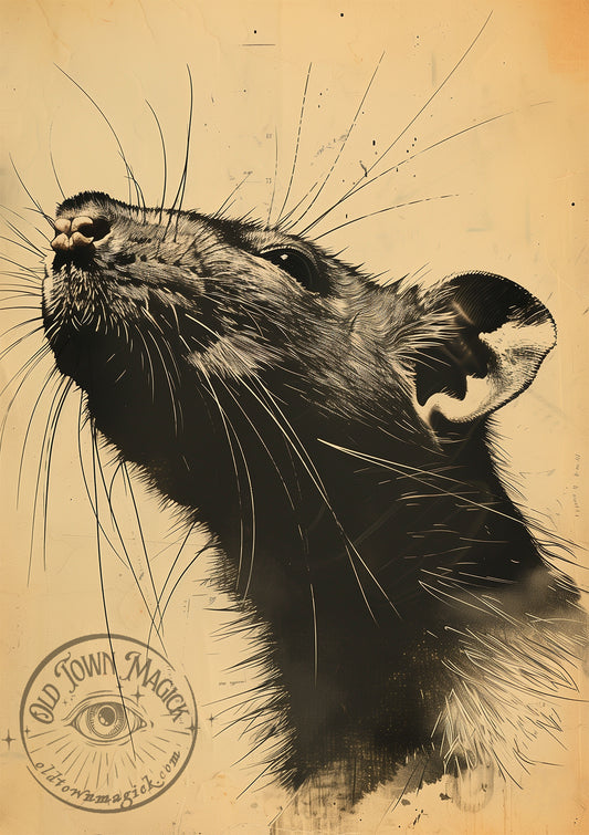 Vintage Sepia Rat Wall Art Print