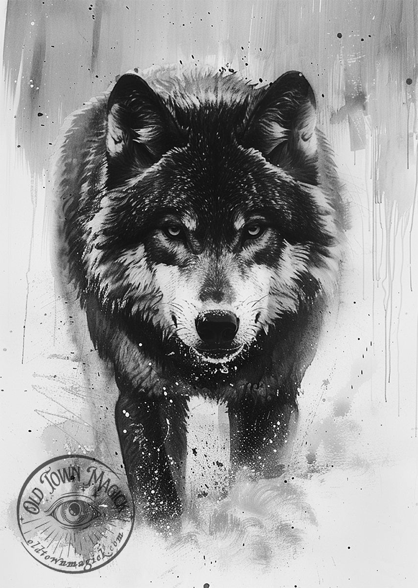 Vintage Wolf Illustration 3 Wall Art Print – Old Town Magick