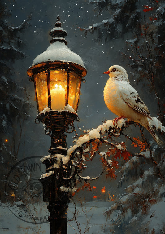 White Dove At The Lamppost