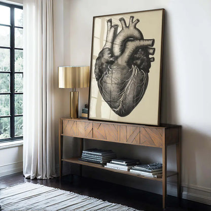 Anatomical Sepia Human Heart Wall Art Print