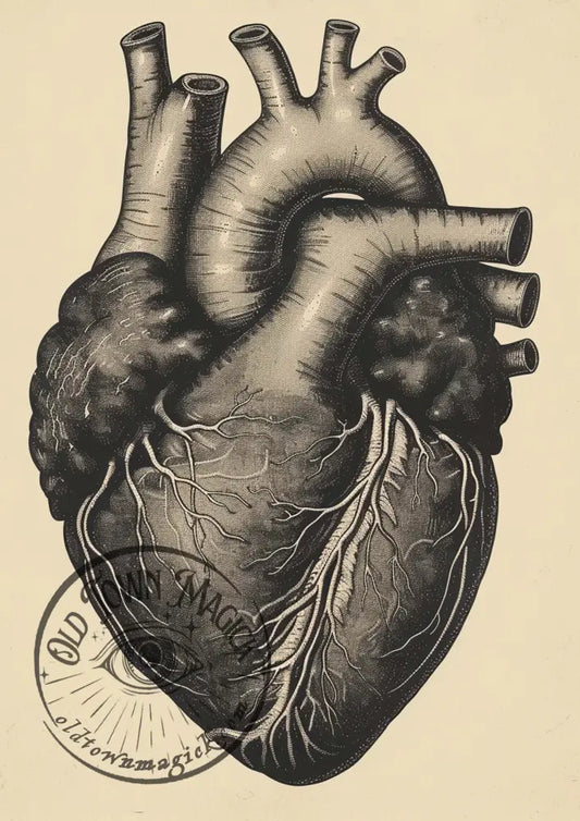 Anatomical Sepia Human Heart Wall Art Print