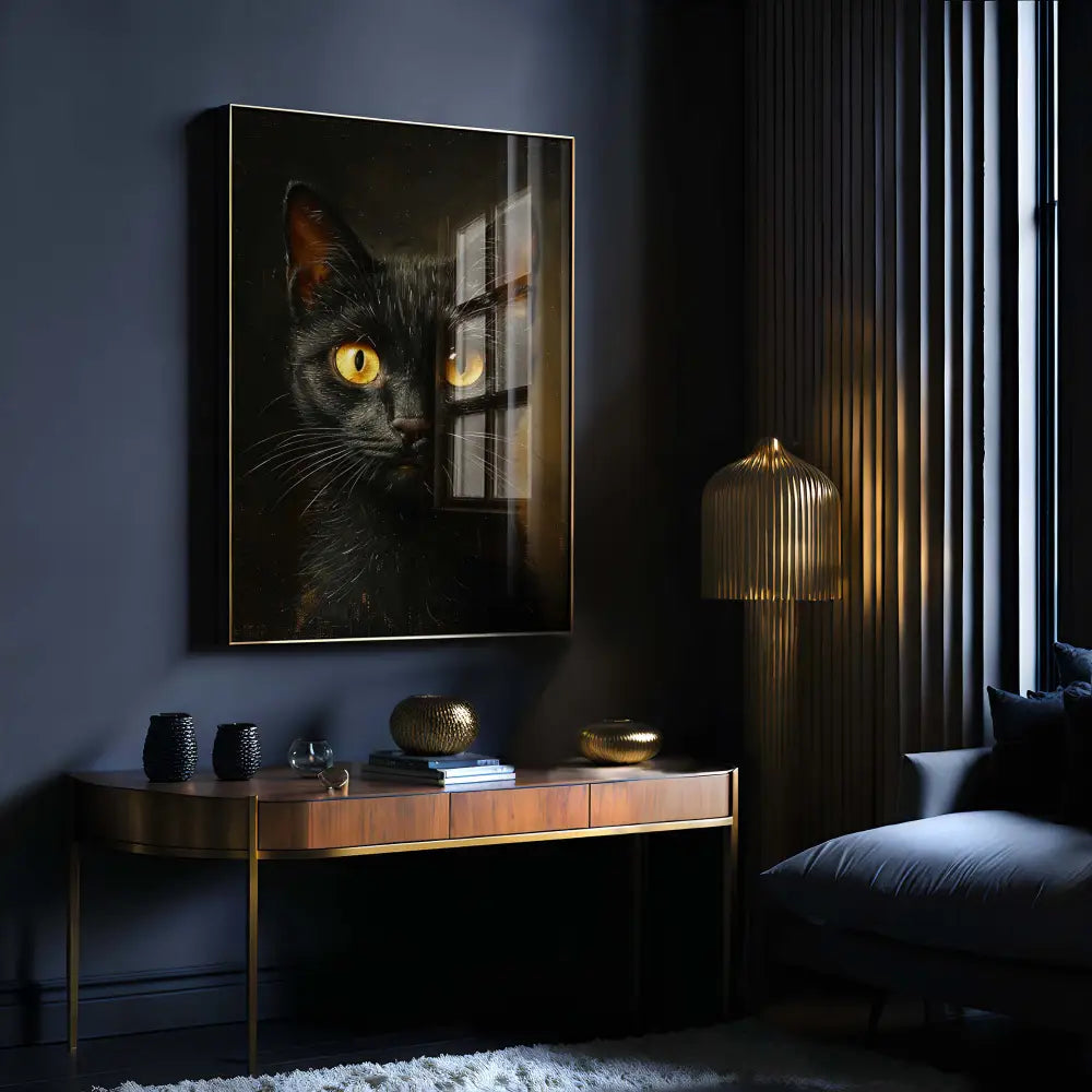 Black Feline Cat Occult Esoteric Wall Art Print