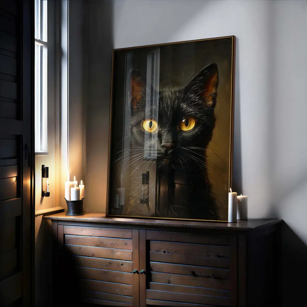 Black Feline Cat Occult Esoteric Wall Art Print