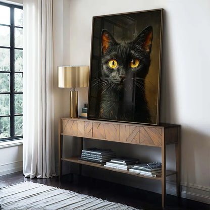 Black Feline Cat Occult Esoteric Wall Art Print