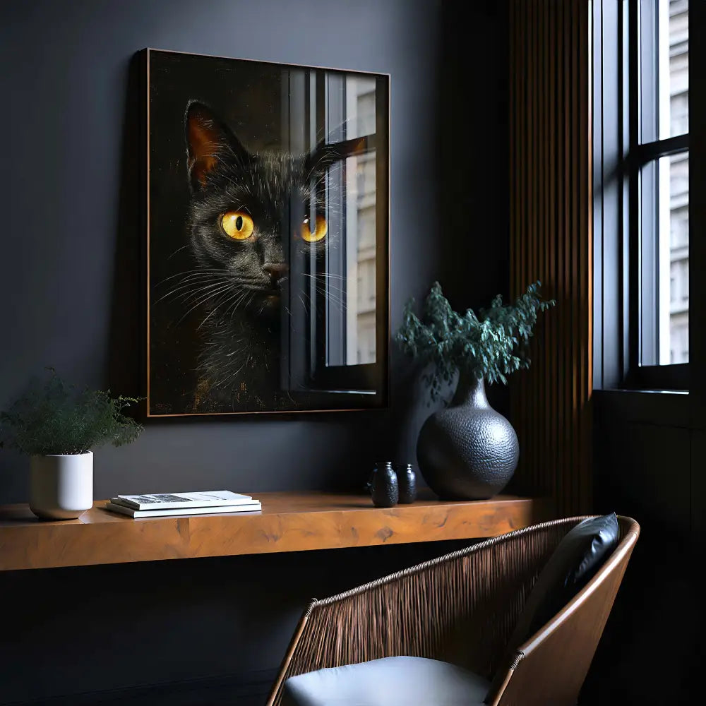 Black Feline Cat Occult Esoteric Wall Art Print