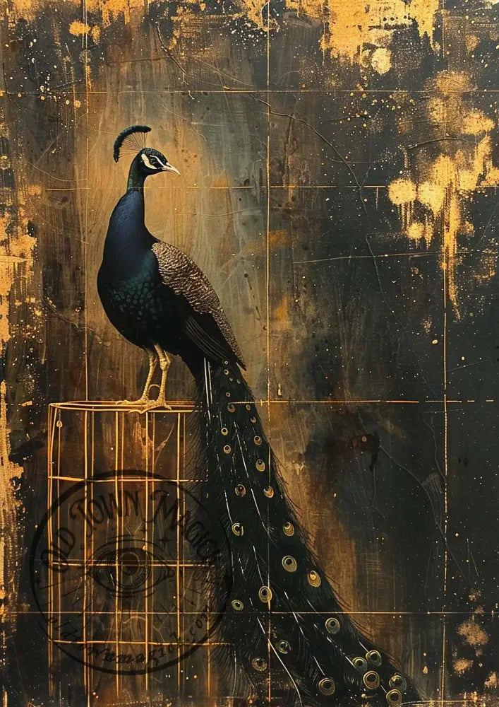 Golden Peacock Occult Esoteric Wall Art Print