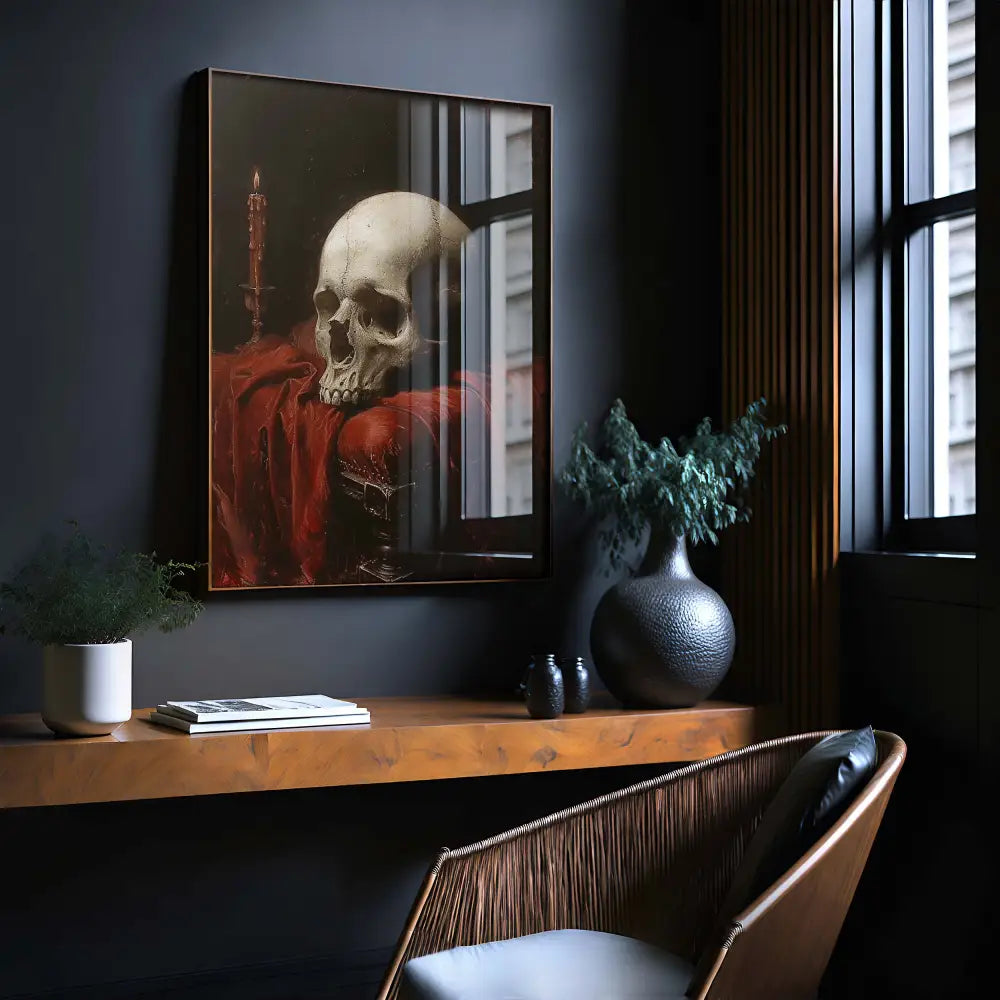 It Flowed Red Occult Esoteric Skull Wall Art Print