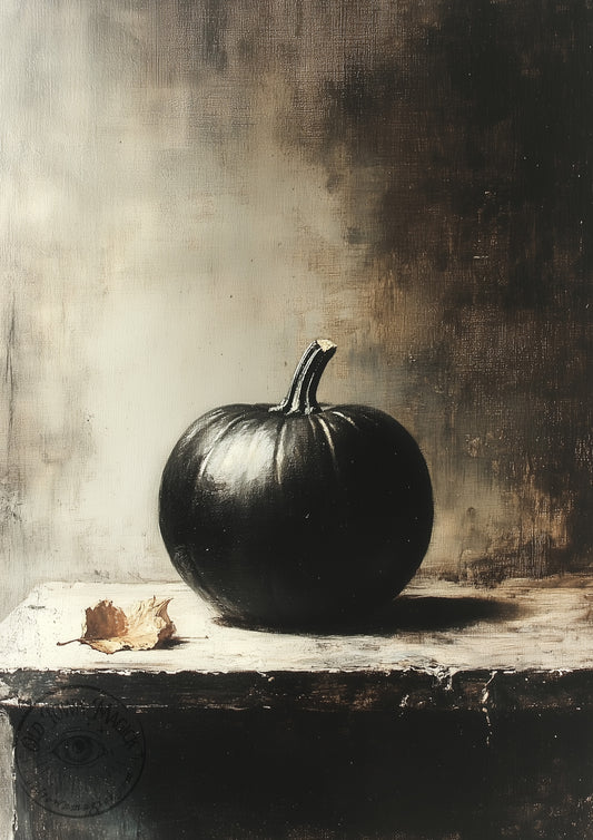 Black Pumpkin Still Life Wall Art Print