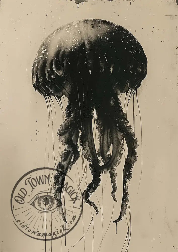 Vintage Jellyfish Anatomy Occult Esoteric Wall Art Print