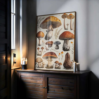 Vintage Mushroom Botany Occult Esoteric Wall Art Print