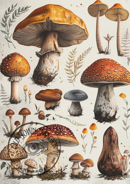 Vintage Mushroom Botany Occult Esoteric Wall Art Print
